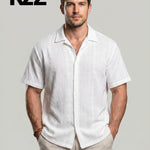 KZZ Men's Solid Coffee-Colored Short-Sleeve Shirt