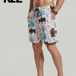 KZZ Men's summer graffiti print sports shorts