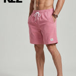KZZ Men's Solid Patched Drawstring Waist Shorts
