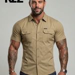 KZZ Durable Short Sleeve Workwear Button Down Shirt