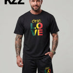 KZZ Men's Printed Two-Piece Set