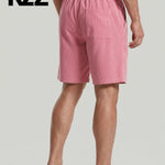 KZZ Men's Solid Patched Drawstring Waist Shorts