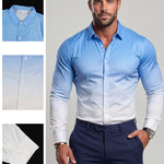 KZZ Men's Loose-Fit Business Button-Down Shirt with Gradient Color