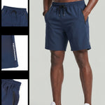 KZZ Men's Summer Letter Print Pocket Athletic Sports Shorts