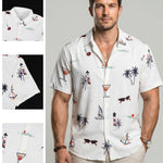 KZZ Men's Tropical Print Short Sleeve Shirt