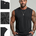 KZZ Men's Washed Sleeveless Fitted Casual Plain Vest
