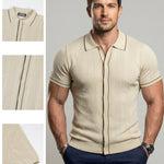 KZZ Men's Open-Knit Striped Sweater