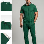 KZZ Men's Solid-Color T-Shirt and Drawstring-Waist Trousers Two-Piece Set