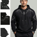 KZZ Men's Casual Loose-Fit Embroidered Thorns Hooded