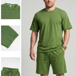 KZZ Solid-Color Crew-Neck T-Shirt and Shorts
