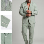 KZZ Men's Solid-Color Slim-Fit Suit