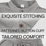 KZZ Men's Long-Sleeve Button-Down Shirt and Straight-Leg Drawstring Trousers Set