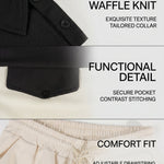 KZZ Men's Solid-Color Half-Zip Polo Shirt & Shorts Two-Piece Set