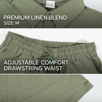 KZZ Men's Solid-Color Linen Shirt and Shorts Set