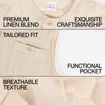 KZZ Men's Sleeveless Slim-Fit Casual Linen-Blend Shirt