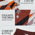 KZZ Men's Casual Short-Sleeve Shirt and Shorts Set