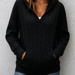 Corabelle™ | Cable-Knit V-neck Sweater With Hood
