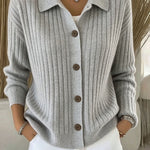 Merriwen™ | Vibrant Blue Ribbed Collared Button-down Cardigan Sweater