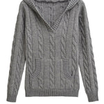 Corabelle™ | Cable-Knit V-neck Sweater With Hood