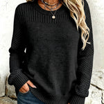 Lirienne™ | Textured Open-Knit Sleeves Sweater