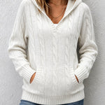 Corabelle™ | Cable-Knit V-neck Sweater With Hood