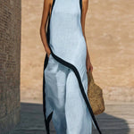 Elegant Irregular Sleeveless Top and Wide-Leg Pants Two-Piece Set