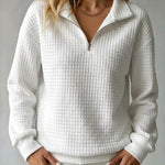 Brynmore™ | Solid Color Stand Collar Long Sleeve Casual Loose Waffle Knit Pullover