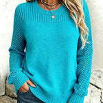 Lirienne™ | Textured Open-Knit Sleeves Sweater