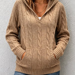 Corabelle™ | Cable-Knit V-neck Sweater With Hood