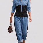 Holbrook™ | Color-Block Cropped Jacket & Wide-Leg Pants Set