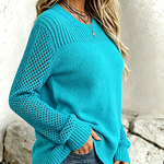Lirienne™ | Textured Open-Knit Sleeves Sweater