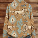 Perpetua™ | Desert Horse and Cactus Zip Cardigan