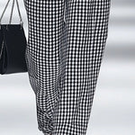 【24-hour shipping out】Fashion Retro Houndstooth Pocket Straight Pants