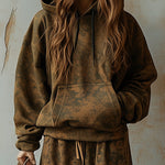 【24-hour shipping out】Fashion Retro Hooded Camouflage Sweatshirt and Leggings Two-piece Suit