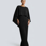 Sienna Wyndham | Cape Overlay Pleated Maxi Dress For Women