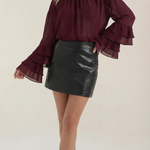 Alma sheer top with mock high neck