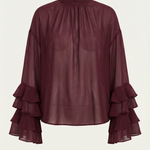 Alma sheer top with mock high neck