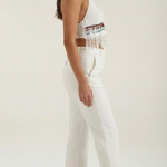 Elegant Light Blue Crochet Halter Top with Fringe