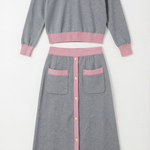 V-neck sweater and midi skirt set 'Cheryl'