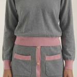 V-neck sweater and midi skirt set 'Cheryl'