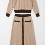 V-neck sweater and midi skirt set 'Cheryl'