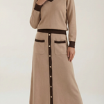 V-neck sweater and midi skirt set 'Cheryl'