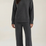 Turtleneck knit sweater and jeans set