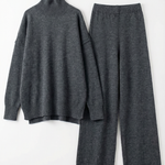 Turtleneck knit sweater and jeans set