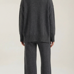 Turtleneck knit sweater and jeans set