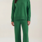 Turtleneck knit sweater and jeans set