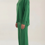 Turtleneck knit sweater and jeans set