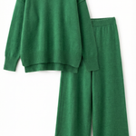 Turtleneck knit sweater and jeans set