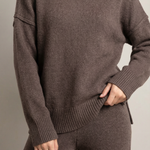 Turtleneck knit sweater and jeans set