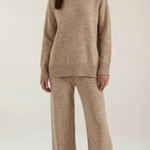 Turtleneck knit sweater and jeans set